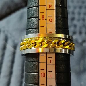 Stainless steel meds spin ring size 9